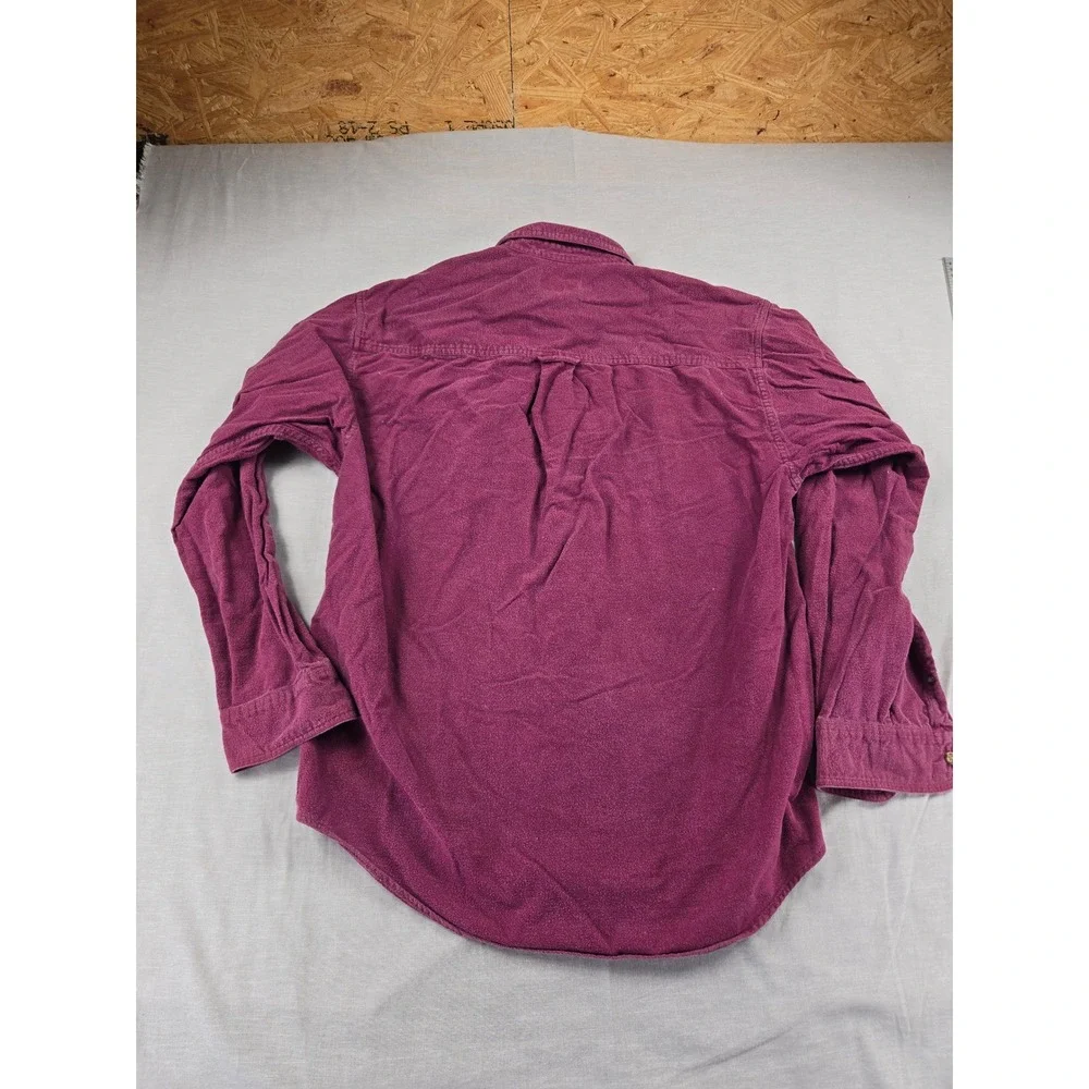 Eddie Bauer Bainbridge Flannel Shirt Mens Large Burgundy Purple Cotton Button Up